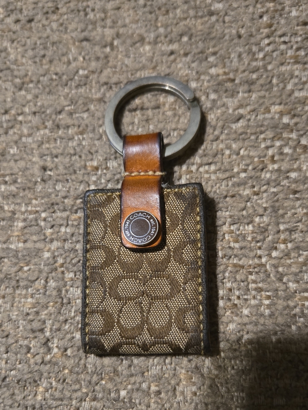 Coach Brown Signature Canvas Leather Key Holder